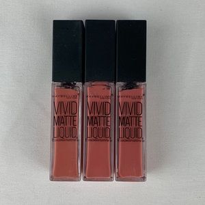 Maybelline Color Sensational Vivid Matte Liquid Lipstick 10 Nude Flush  Lot of 3